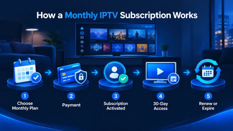 monthly IPTV subscription workflow from payment to renewal